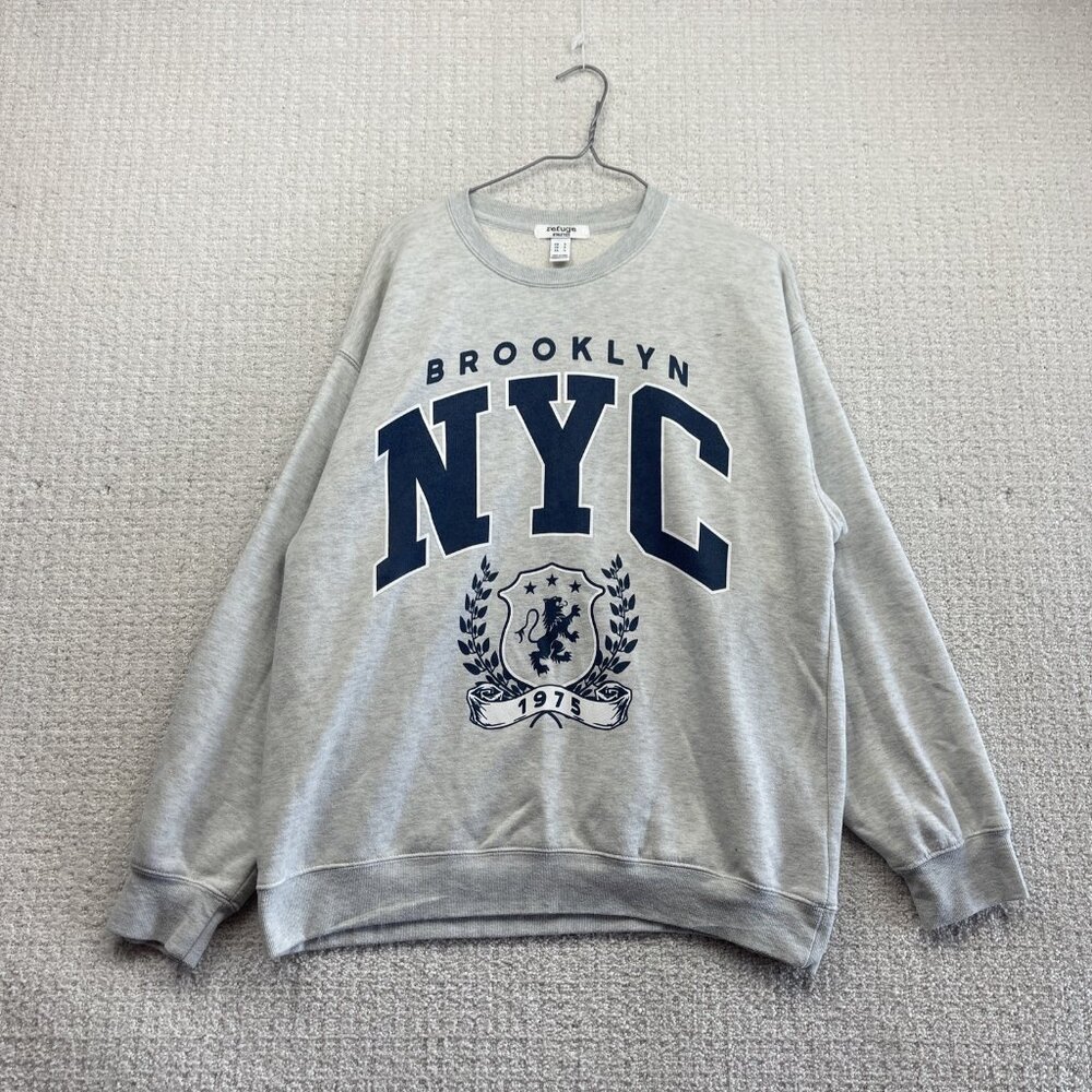 Retro Refuge Athletic Brooklyn NYC Sweatshirt Size S College Gray Spell out